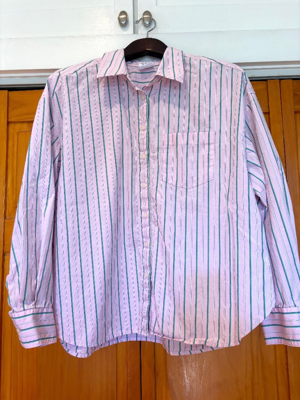 Gap The Big Shirt 100% Cotton Pink, Green, Blue, White Stripes Size Medium